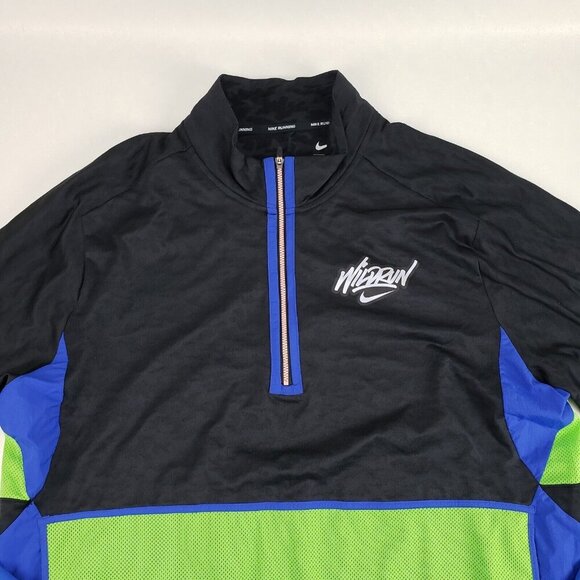 Nike Dri-Fit Wild Run Jacket Mens XL Black Half Zip Graphic Lightweight 90s Top - Picture 3 of 12